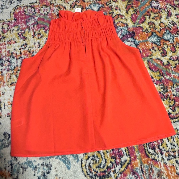 Glam | NWT Orange Ruffle Mock Neck Sleeveless Tank Small - Picture 4 of 9